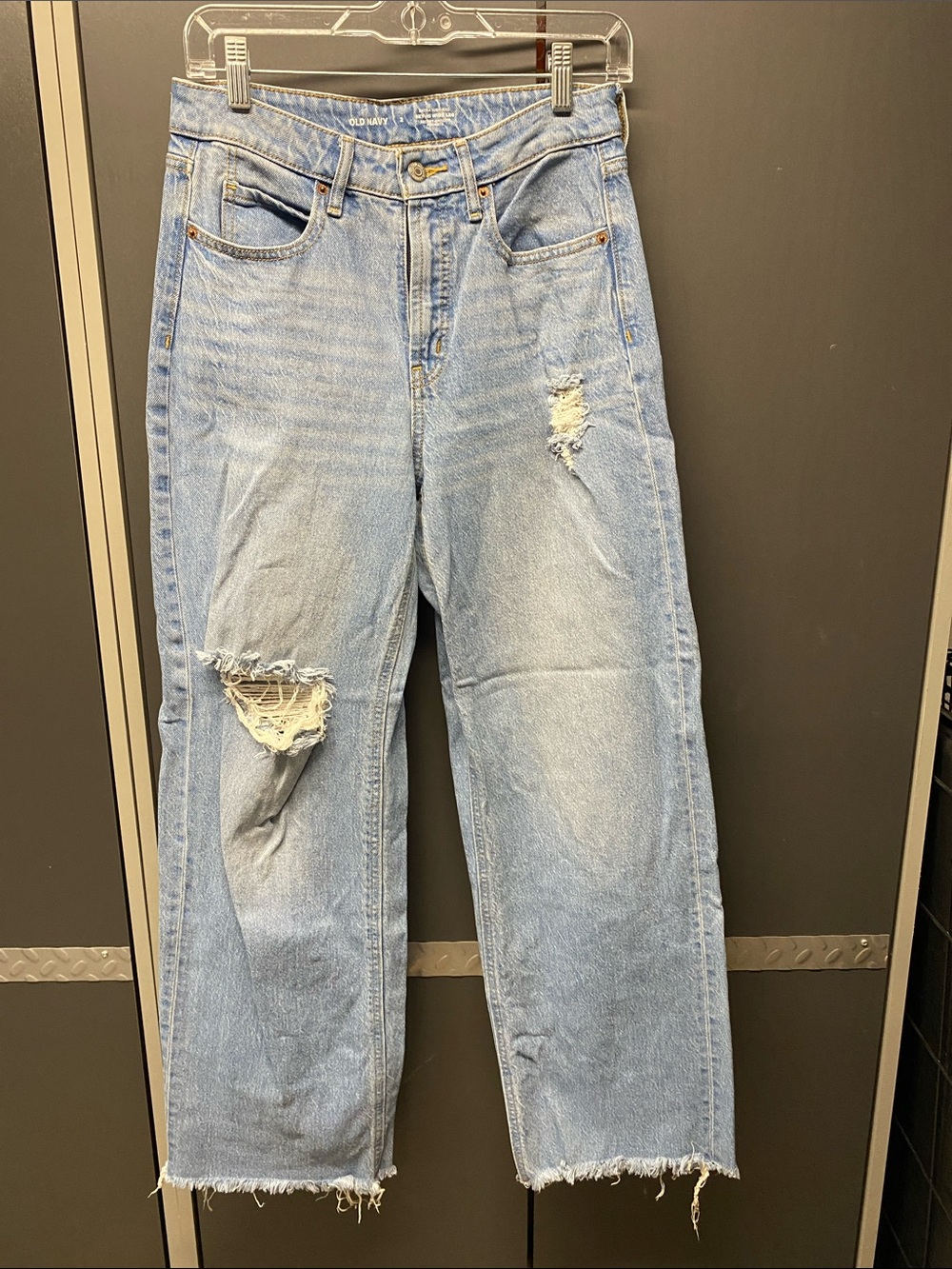 Light Wash Distressed Jeans - Women's Relaxed Fit